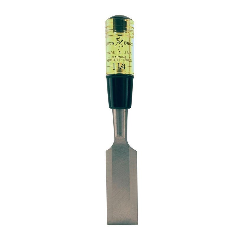 Buck Brothers 120107BC 1-1/4" Wood Chisel Made in USA, For Paring and Finishing Cuts in Carpentry and Woodworking, Tempered Tool Steel Blade, Mallet-Safe Handle